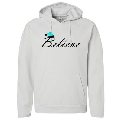 Believe In Santa Cute Christmas Gift Performance Fleece Hoodie