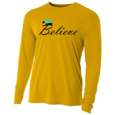 Believe In Santa Cute Christmas Gift Cooling Performance Long Sleeve Crew