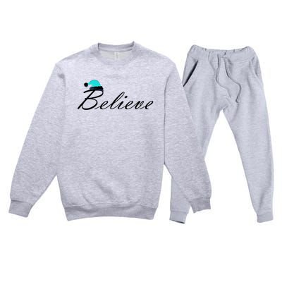 Believe In Santa Cute Christmas Gift Premium Crewneck Sweatsuit Set