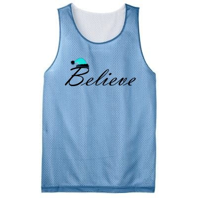 Believe In Santa Cute Christmas Gift Mesh Reversible Basketball Jersey Tank