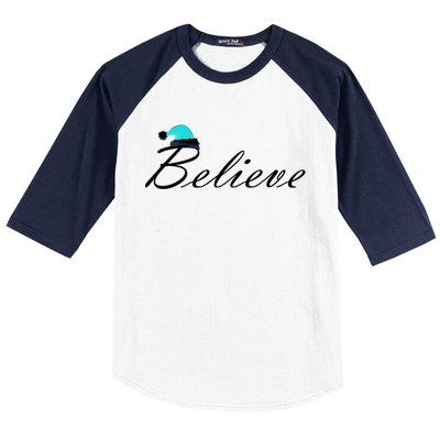 Believe In Santa Cute Christmas Gift Baseball Sleeve Shirt