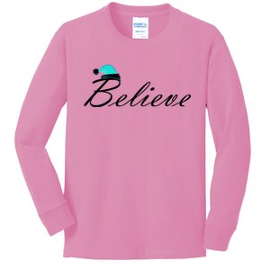 Believe In Santa Cute Christmas Gift Kids Long Sleeve Shirt