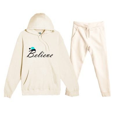 Believe In Santa Cute Christmas Gift Premium Hooded Sweatsuit Set