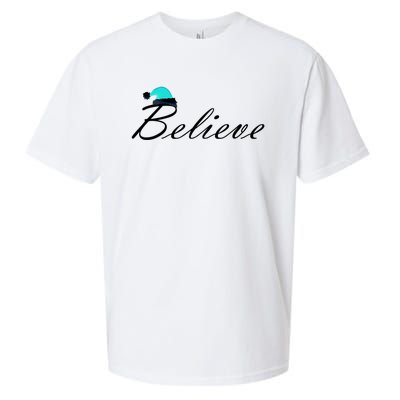 Believe In Santa Cute Christmas Gift Sueded Cloud Jersey T-Shirt