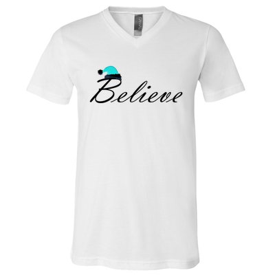 Believe In Santa Cute Christmas Gift V-Neck T-Shirt