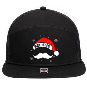 Believe In Santa Claus Christmas Xmas Santa Hat 7 Panel Mesh Trucker Snapback Hat