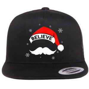 Believe In Santa Claus Christmas Xmas Santa Hat Flat Bill Trucker Hat