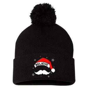 Believe In Santa Claus Christmas Xmas Santa Hat Pom Pom 12in Knit Beanie