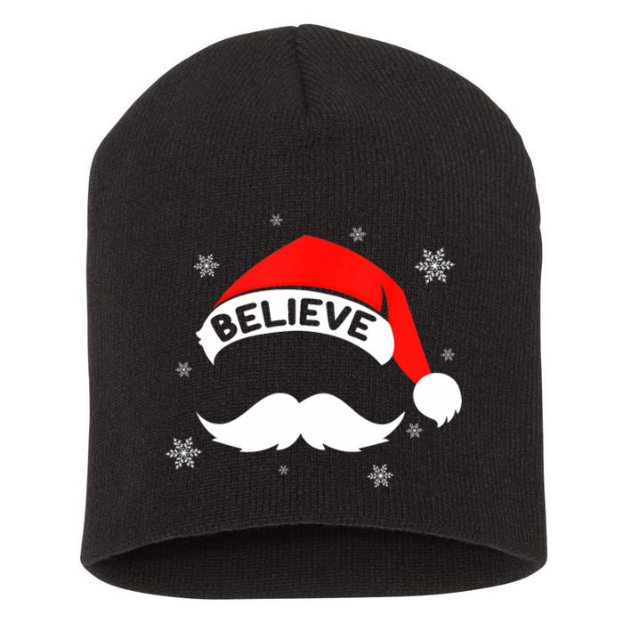 Believe In Santa Claus Christmas Xmas Santa Hat Short Acrylic Beanie