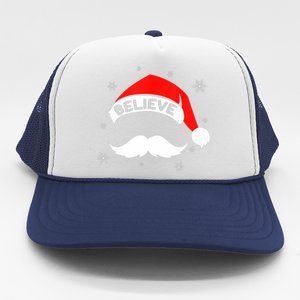 Believe In Santa Claus Christmas Xmas Santa Hat Trucker Hat