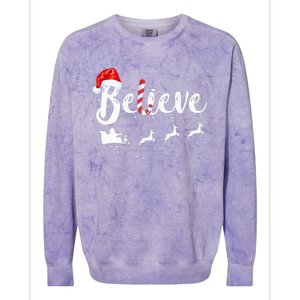 Believe In Santa Claus Believe Christmas Pajama Christmas Colorblast Crewneck Sweatshirt