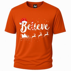 Believe In Santa Claus Believe Christmas Pajama Christmas Cooling Performance Crew T-Shirt