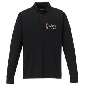 Believe In Santa Claus Believe Christmas Pajama Christmas Performance Long Sleeve Polo