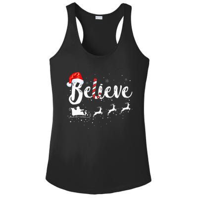 Believe In Santa Claus Believe Christmas Pajama Christmas Ladies PosiCharge Competitor Racerback Tank