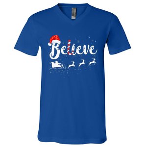 Believe In Santa Claus Believe Christmas Pajama Christmas V-Neck T-Shirt