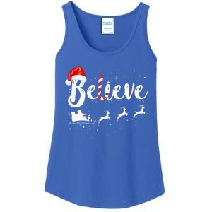 Believe In Santa Claus Believe Christmas Pajama Christmas Ladies Essential Tank