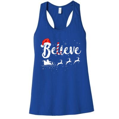 Believe In Santa Claus Believe Christmas Pajama Christmas Women's Racerback Tank