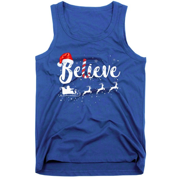 Believe In Santa Claus Believe Christmas Pajama Christmas Tank Top