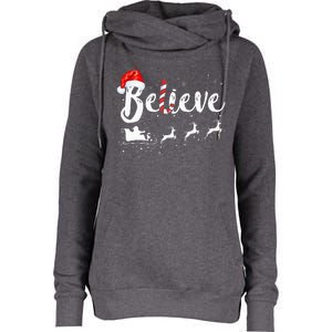 Believe In Santa Claus Believe Christmas Pajama Christmas Womens Funnel Neck Pullover Hood