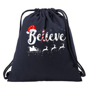 Believe In Santa Claus Believe Christmas Pajama Christmas Drawstring Bag