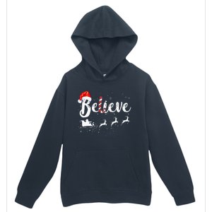 Believe In Santa Claus Believe Christmas Pajama Christmas Urban Pullover Hoodie