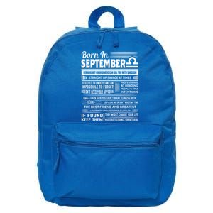 Born In September Libra Funny Birthday Gift 16 in Basic Backpack