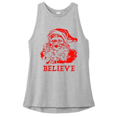 Believe In Santa Claus A Gift For Christmas Ladies PosiCharge Tri-Blend Wicking Tank