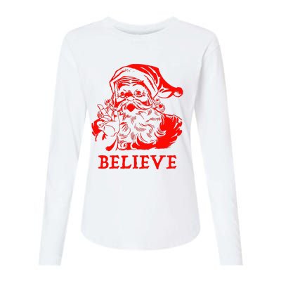 Believe In Santa Claus A Gift For Christmas Womens Cotton Relaxed Long Sleeve T-Shirt