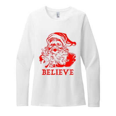 Believe In Santa Claus A Gift For Christmas Womens CVC Long Sleeve Shirt