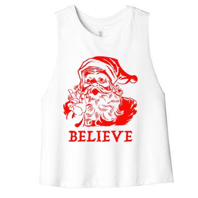 Believe In Santa Claus A Gift For Christmas Women's Racerback Cropped Tank