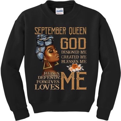 Born in September Black Queen Afro Virgo Libra God Loves Me Kids Sweatshirt