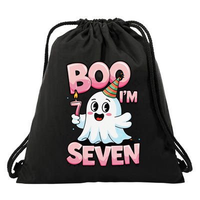 Boo IM Seven Ghost Theme For October Drawstring Bag