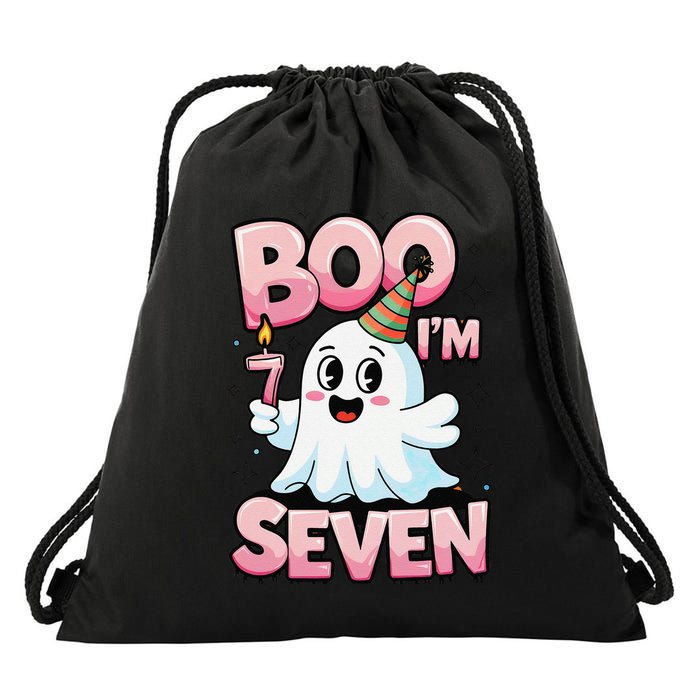 Boo IM Seven Ghost Theme For October Drawstring Bag