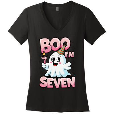 Boo IM Seven Ghost Theme For October Women's V-Neck T-Shirt
