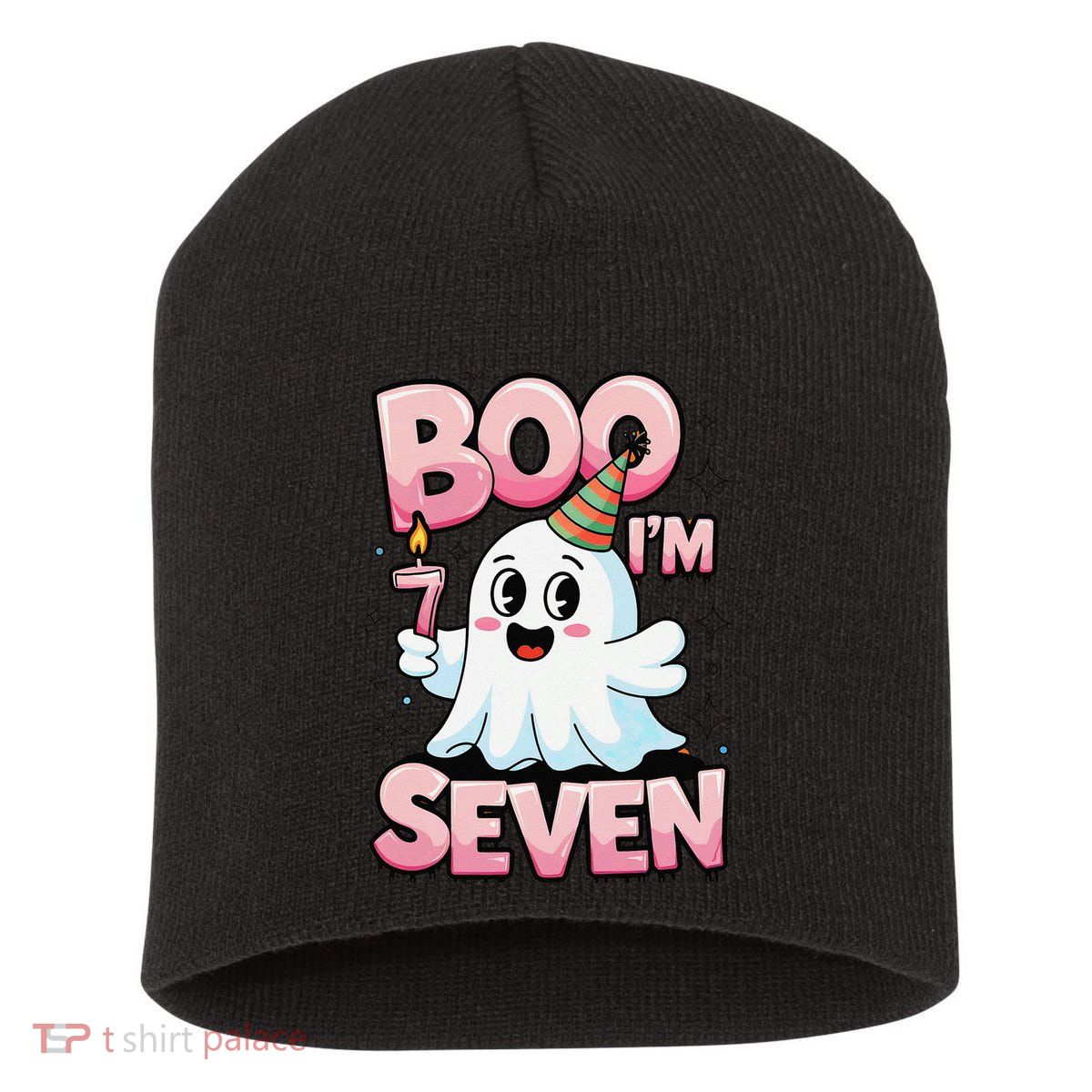 Boo IM Seven Ghost Theme For October Short Acrylic Beanie
