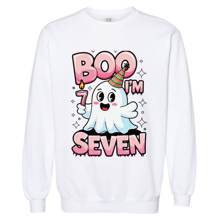Boo IM Seven Ghost Theme For October Garment-Dyed Sweatshirt
