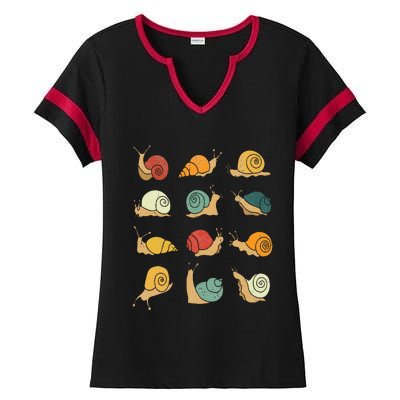 Beautifully Illustrated Snails Vintage Snail Lover Ladies Halftime Notch Neck Tee