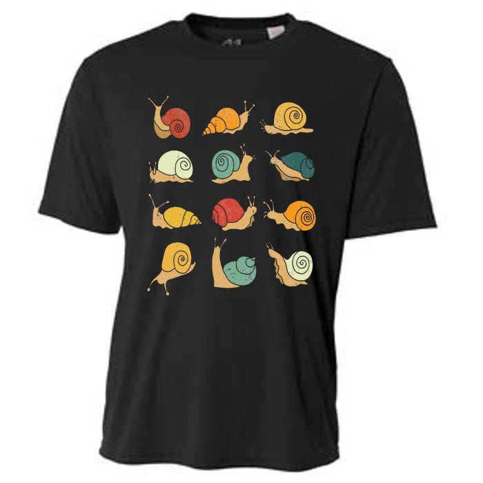 Beautifully Illustrated Snails Vintage Snail Lover Cooling Performance Crew T-Shirt