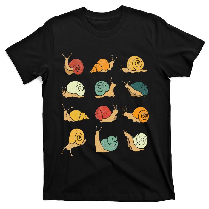 Beautifully Illustrated Snails Vintage Snail Lover T-Shirt