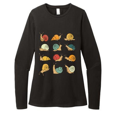 Beautifully Illustrated Snails Vintage Snail Lover Womens CVC Long Sleeve Shirt