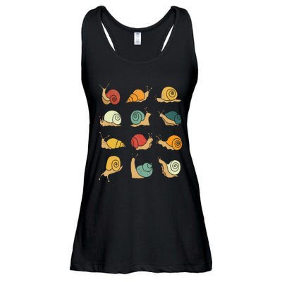 Beautifully Illustrated Snails Vintage Snail Lover Ladies Essential Flowy Tank