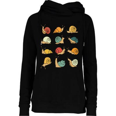 Beautifully Illustrated Snails Vintage Snail Lover Womens Funnel Neck Pullover Hood