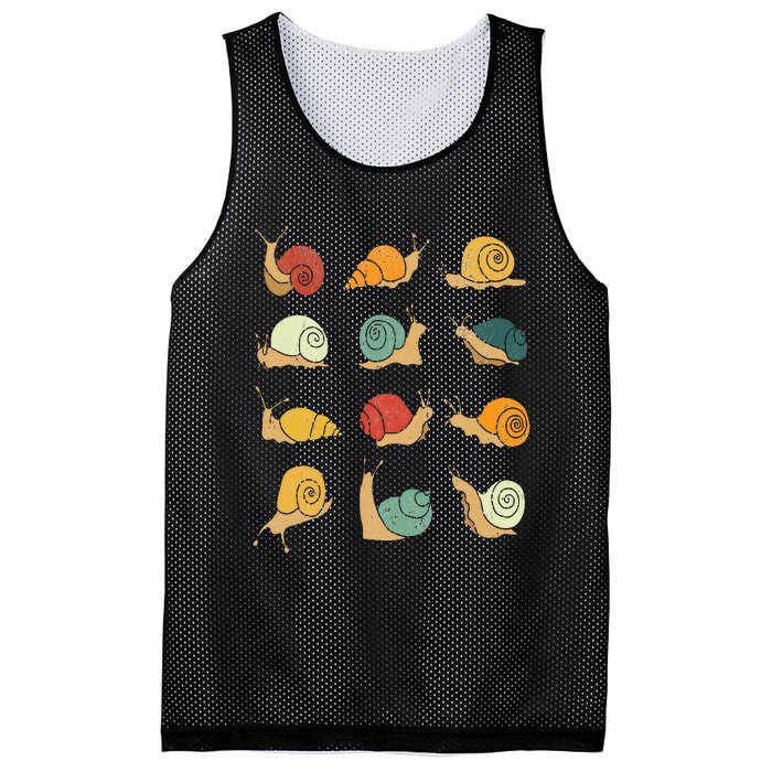 Beautifully Illustrated Snails Vintage Snail Lover Mesh Reversible Basketball Jersey Tank