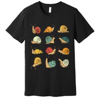 Beautifully Illustrated Snails Vintage Snail Lover Premium T-Shirt