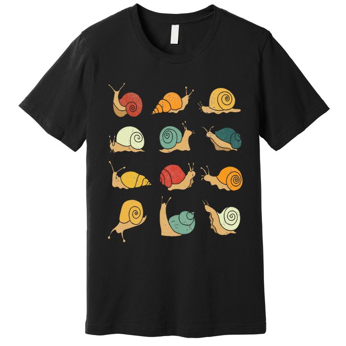 Beautifully Illustrated Snails Vintage Snail Lover Premium T-Shirt