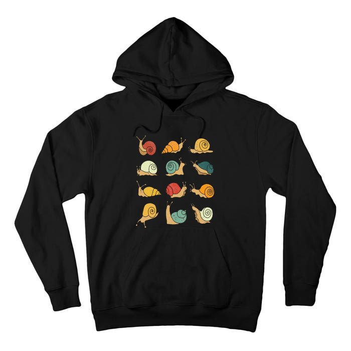 Beautifully Illustrated Snails Vintage Snail Lover Tall Hoodie