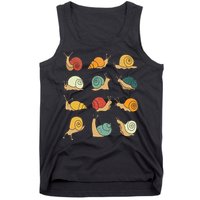 Beautifully Illustrated Snails Vintage Snail Lover Tank Top