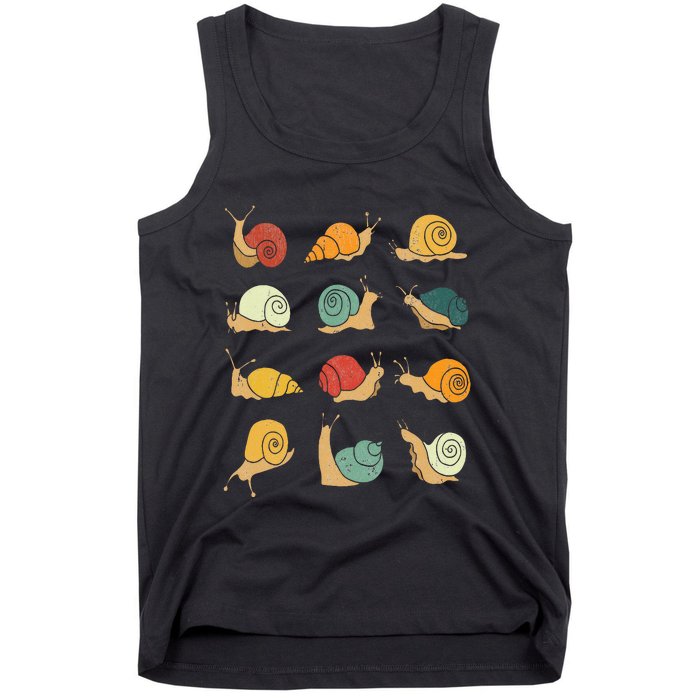 Beautifully Illustrated Snails Vintage Snail Lover Tank Top