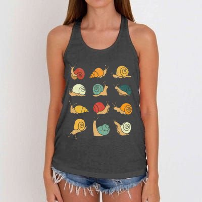 Beautifully Illustrated Snails Vintage Snail Lover Women's Knotted Racerback Tank