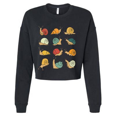 Beautifully Illustrated Snails Vintage Snail Lover Cropped Pullover Crew